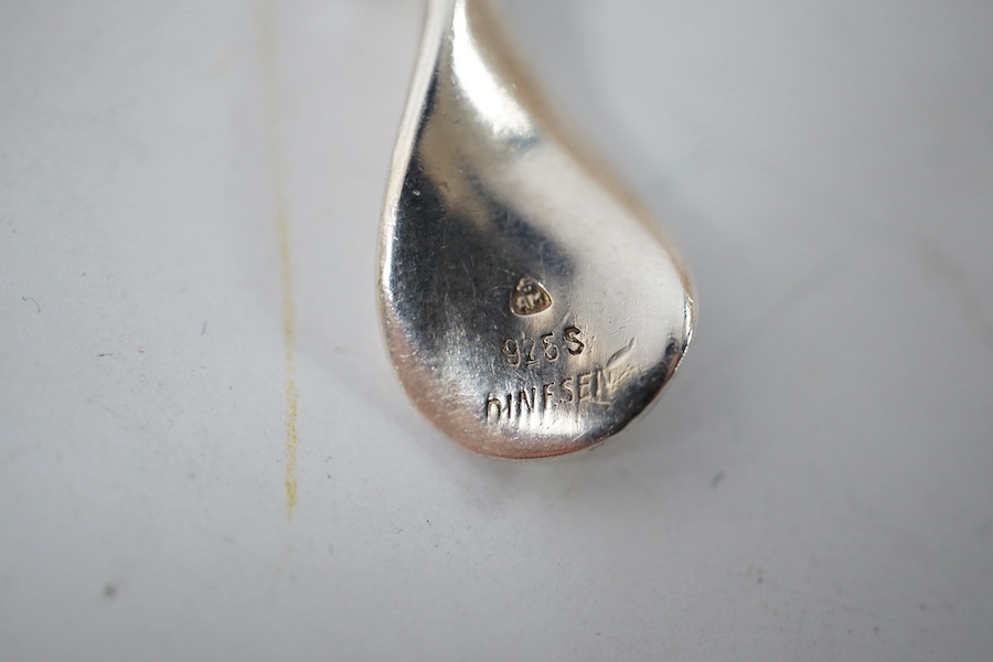 A modern 925 bracelet bearing the word 'Tiffany', together with a freshwater pearl necklace with 9ct gold clasp, a white metal mesh link necklace, a Danish 925 pendant on chain and seven other items including a lady's 9c